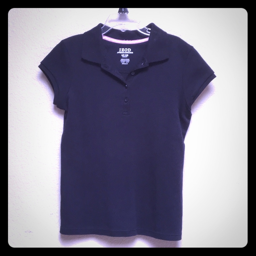 IZOD Girls Navy Polo Shirt, Size S/P (7/8)
